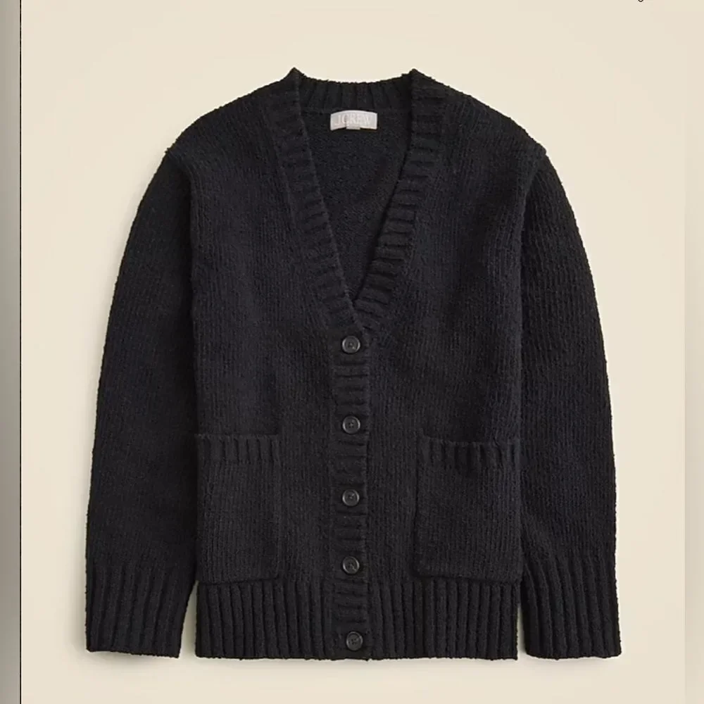 NWT J CREW Marina V-neck cardigan in black